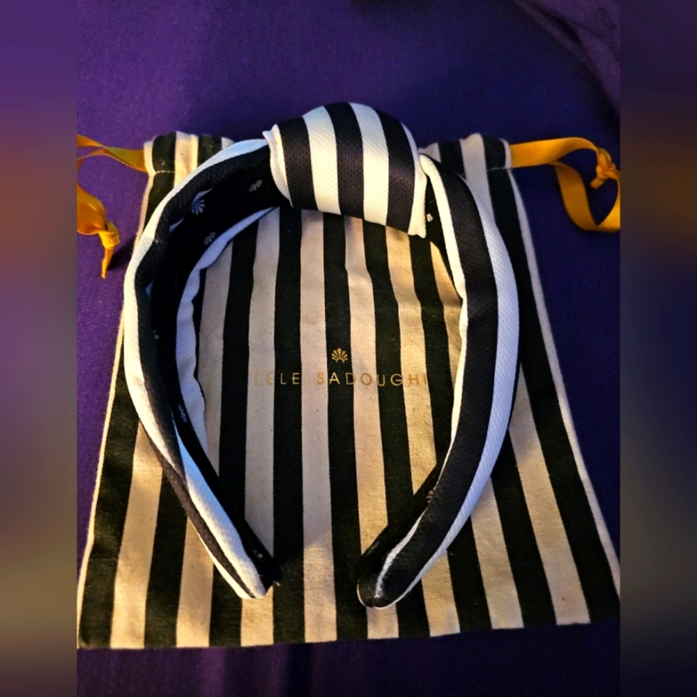 Lele Sadoughi headband black white Stripe